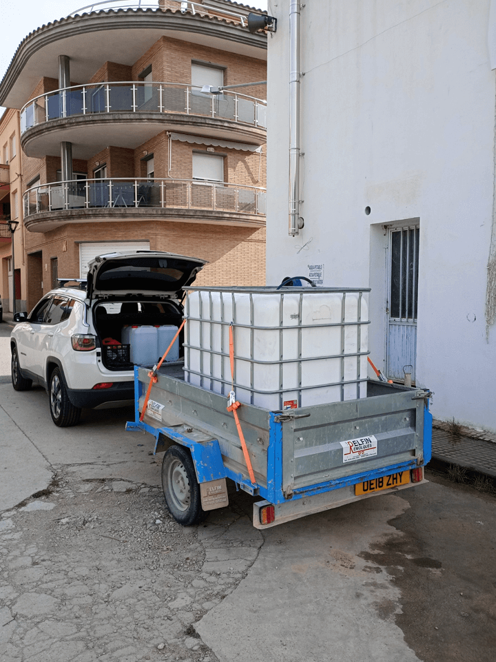 Transporting Water by Car with Trailer